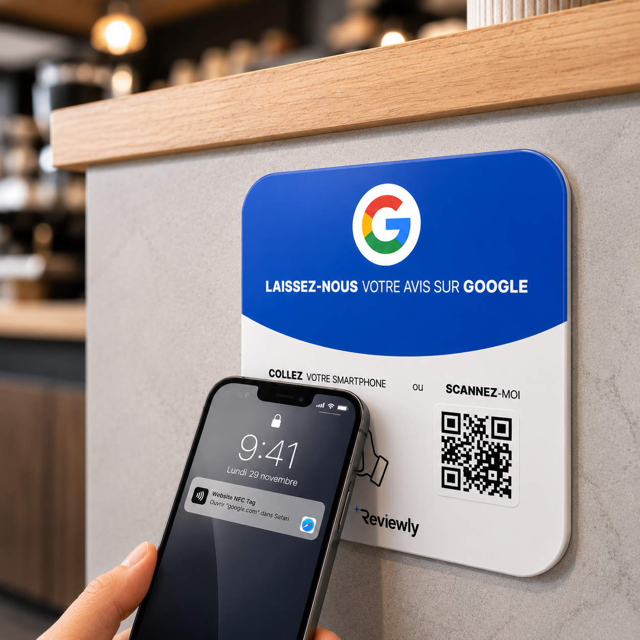 Plaque Avis Google NFC + Code QR