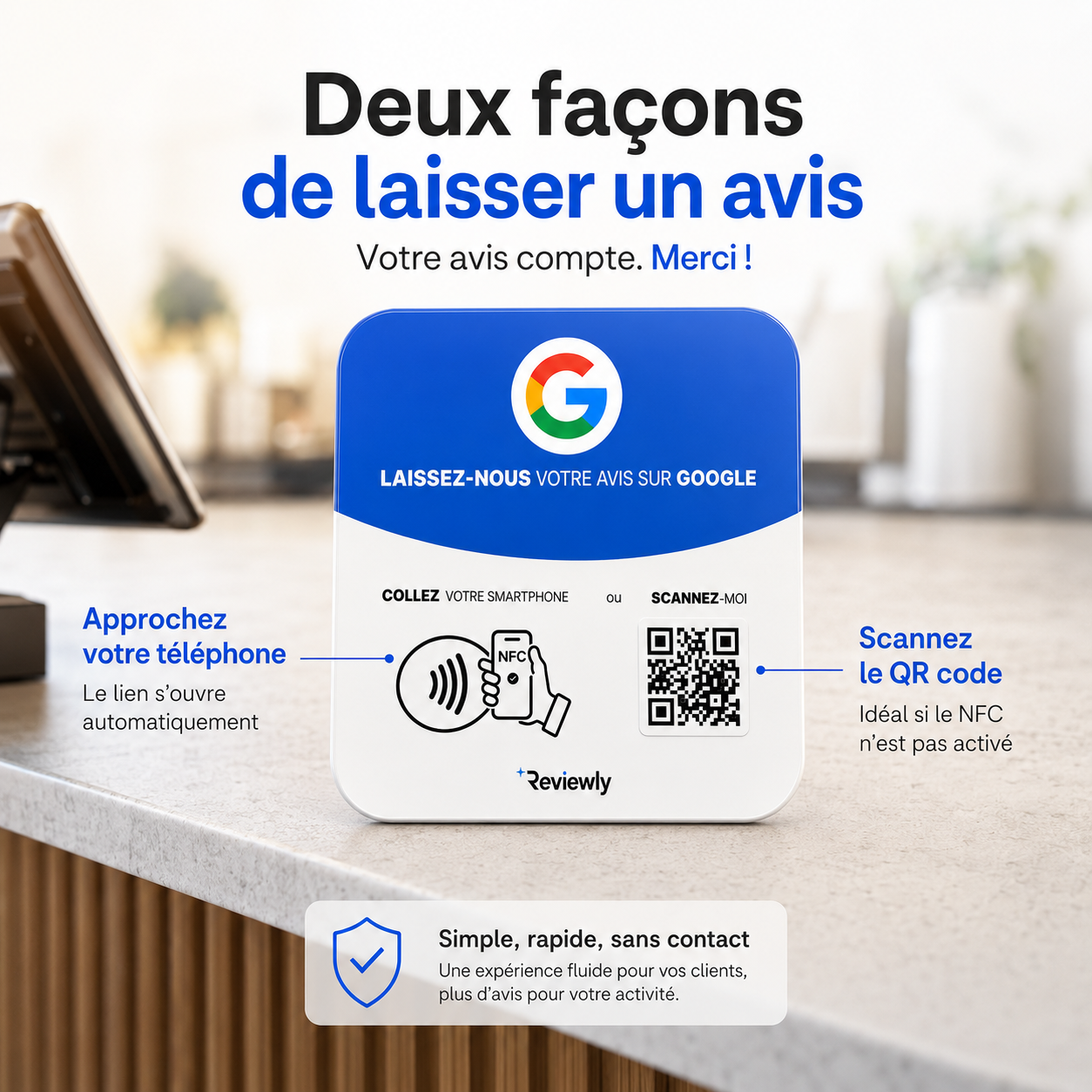 Plaque Avis Google NFC + Code QR